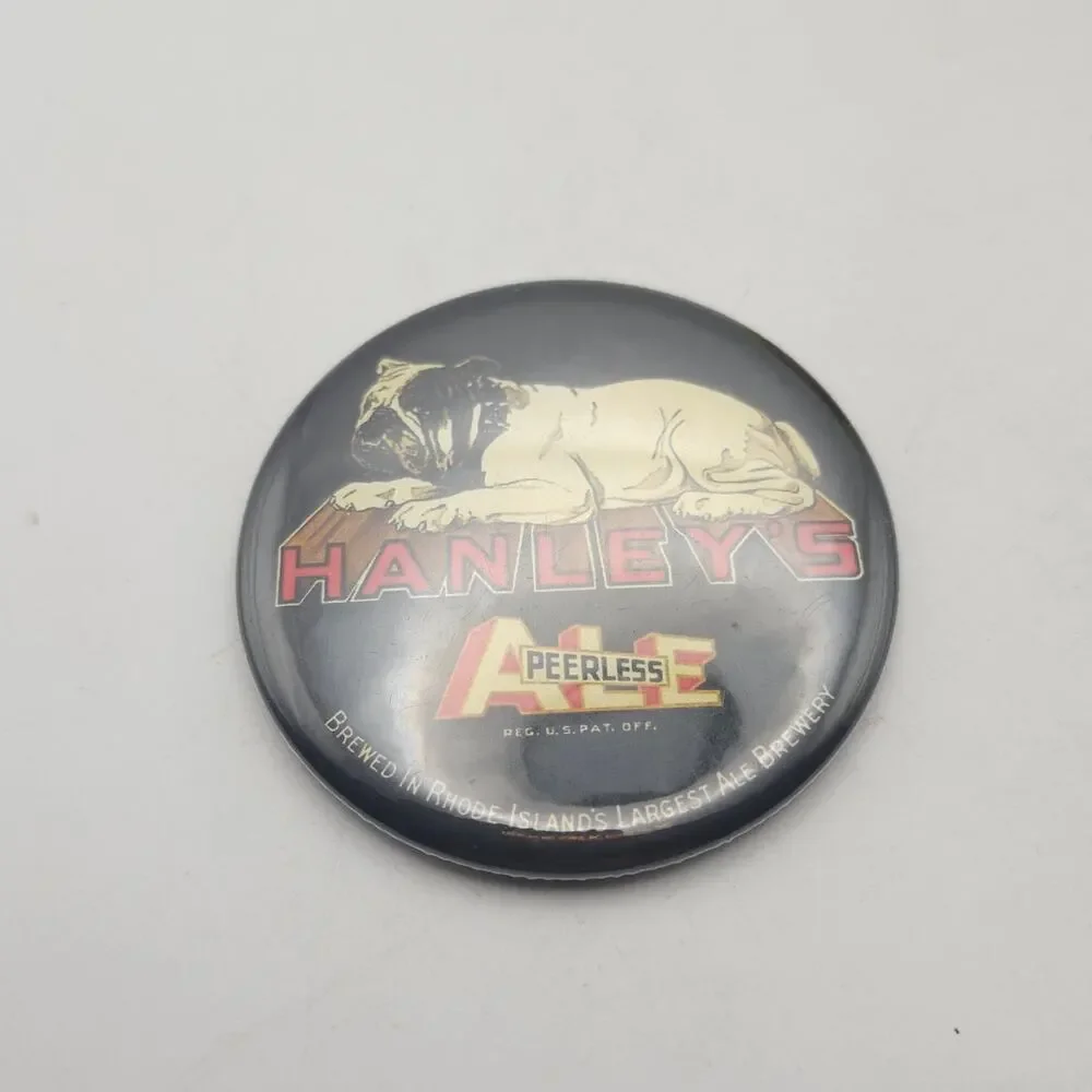 Hanley's Peerless Ale Bulldog Beer Advertising Magnet Rhode Island Breweriana